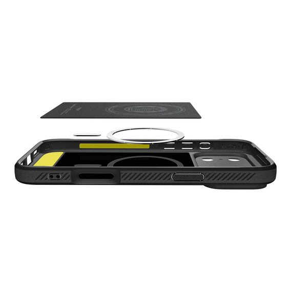 Spigen Rugged Armor MagSafe tok iPhone 17 Pro Max készülékhez, mattfekete színű