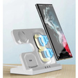 3 az 1-ben vezeték nélküli indukciós gyorstöltő QI Samsung S25 S24 S23 Galaxy Watch Buds állomás, fehér