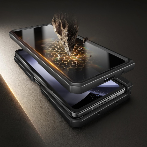 Páncélozott tok Samsung Galaxy S24 Ultra, TONGATE MECH sorozat gyűrűvel, fekete