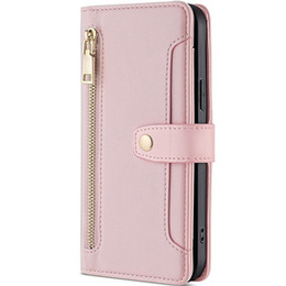 Pattintható tok a Samsung Galaxy S23, Wallet Zipper Pocket, rózsaszín