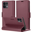 Tok Oppo Reno 13 Pro, ERBORD Glossy Litchi, pénztárca patenttal, piros