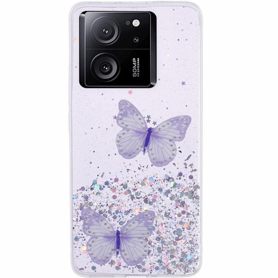 Tok Xiaomi 13T / 13T Pro / Redmi K60 Ultra, Glitter Butterfly, lila