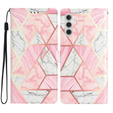 Pattintható tok a Samsung Galaxy A25 5G, Wallet Marble, rózsaszín + 9H üveg