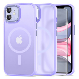 Tok iPhone 11-hoz, MagSafe, ERBORD Matt Case, lila + képernyőüveg