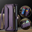 Tok CASEME Samsung Galaxy S24 FE, RFID Leather Wallet, vállpánttal, lila