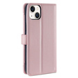 Pattintható tok a iPhone 14, Wallet Zipper Pocket, rózsaszín
