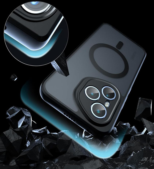 Tok Honor 400 Pro 5G-hoz, MagSafe, ERBORD Matt Case, fekete + képernyőüveg