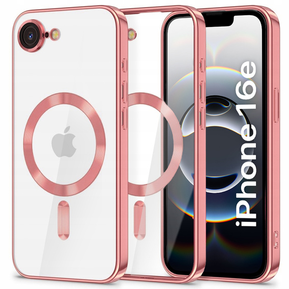 Tok iPhone 16E-hoz, Electro MagSafe, rózsaszín + üveg a képernyőhöz