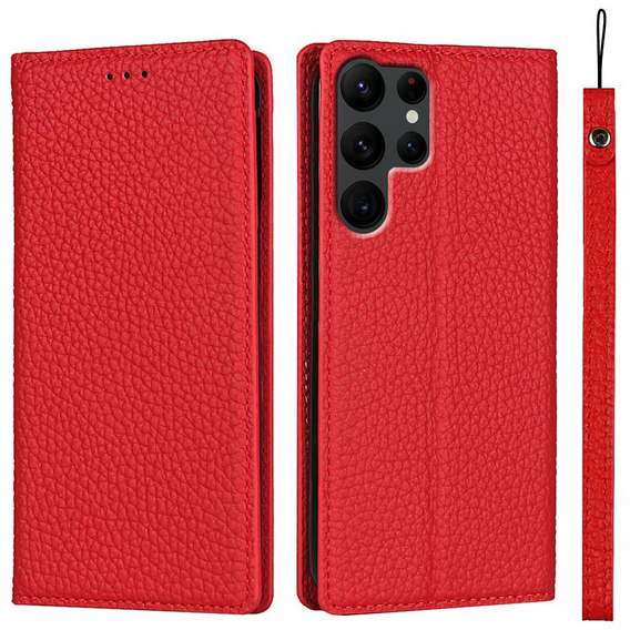 Bőr tok a Samsung Galaxy S22 Ultra, ERBORD Grain Leather, piros