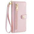 Pattintható tok a Oppo A78 4G, Wallet Zipper Pocket, rózsaszín