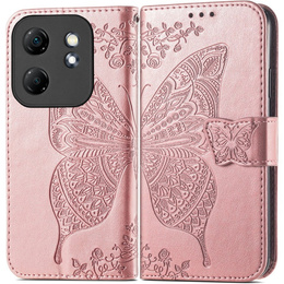 Pattintható tok a Infinix Hot 50i 4G, Butterfly, rózsaszín rose gold