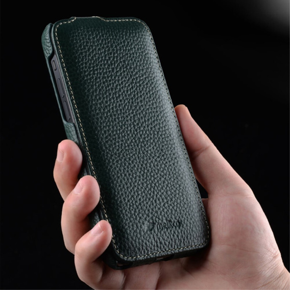 MELKCO flip tok iPhone 13-hoz, bőr, flip, fekete
