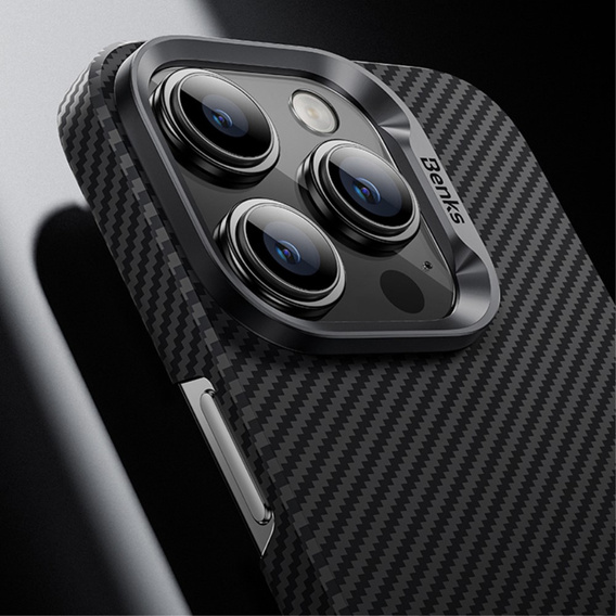 BENKS Kevlar tok iPhone 15 Pro, Carbon Fiber, fekete