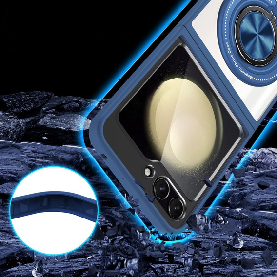 Tok Samsung Galaxy Z Flip7 FE / Z Flip6, Corners Dropproof, MagSafe-hoz, átlátszó / tengerészkék
