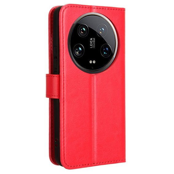 Pattintható tok a Xiaomi 14 Ultra, Crazy Horse Wallet, piros