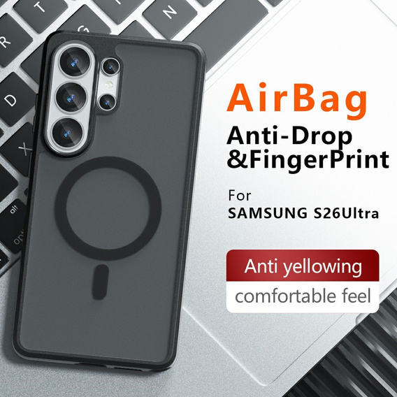 Matt tok MagSafe-hez Samsung Galaxy S26 Ultra készülékhez, fekete