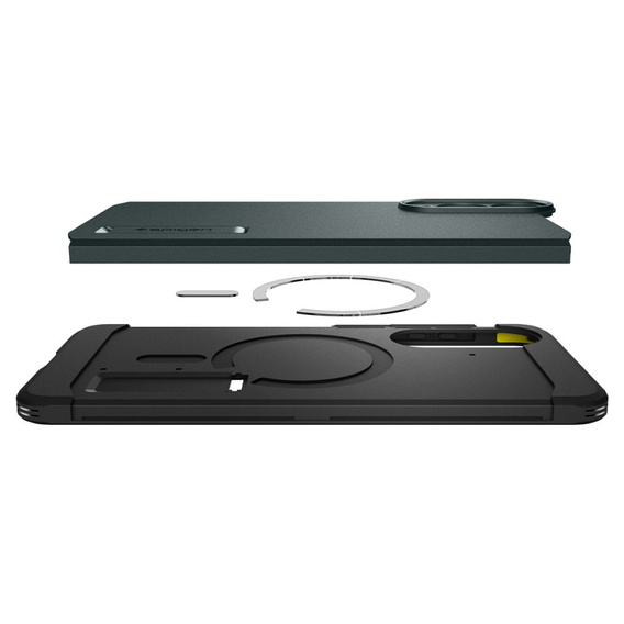 Spigen tok Samsung Galaxy A36 5G készülékhez, Tough Armor Mag Mag MagSafe, fekete + 9H edzett üveg