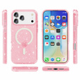 Tok iPhone 17 Pro készülékhez, MagSafe, csillogó, átlátszó rózsaszínű