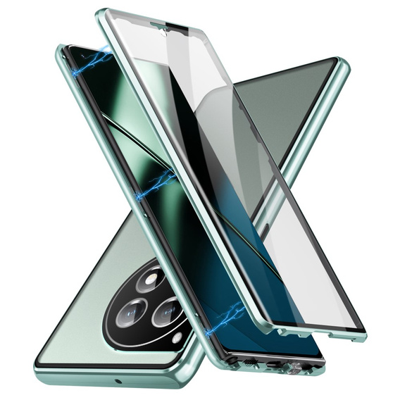 Tok OnePlus 12 5G, Magnetic Dual Glass, zöld