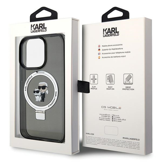 Karl Lagerfeld gyűrűtartó Karl & Choupette MagSafe tok iPhone 15 Pro készülékhez