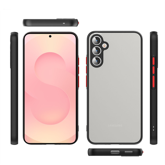 Szilikon tok Samsung Galaxy S25, kamera védelemmel, átlátszó / fekete + 9H edzett üveg