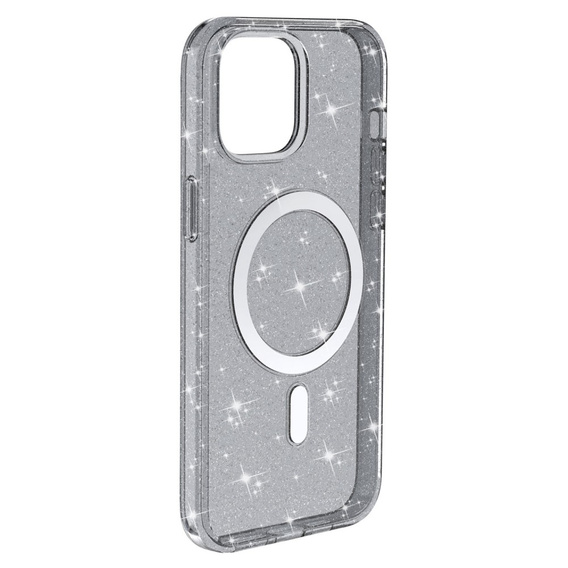 Tok iPhone 14 Plus, Glittery, MagSafe-hoz, fekete