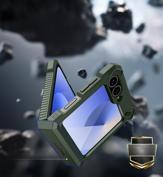 Páncélozott tok Samsung Galaxy Z Flip7 FE / Z Flip6 készülékhez, Dexnor Clip Holder, zöld