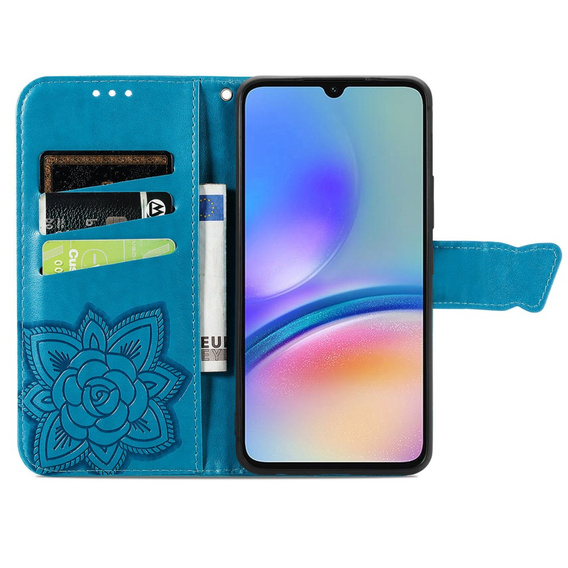 Pattintható tok a Samsung Galaxy A05s, Butterfly, kék