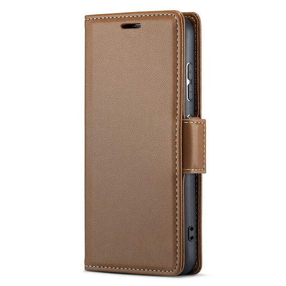 Tok Xiaomi Redmi Note 13 Pro+, ERBORD Glossy Litchi, pénztárca patenttal, barna