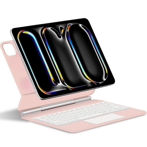 Billentyűzet tok iPad Pro 11" 2024, Magnetic Keyboard Touchpad, rózsaszín