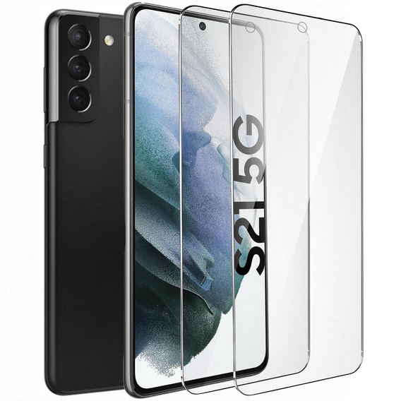 2x edzett üveg a Samsung Galaxy S21, ERBORD 9H Hard Glass a képernyőn