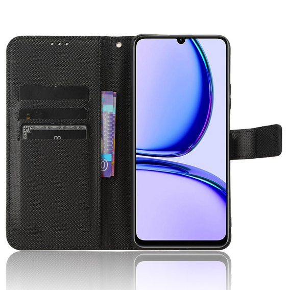 Pattintható tok a Realme Note 50, Wallet Smart Magnet, fekete