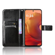 Pattintható tok a Motorola Moto G15 / Motorola Moto G15 Power, Crazy Horse Wallet, fekete