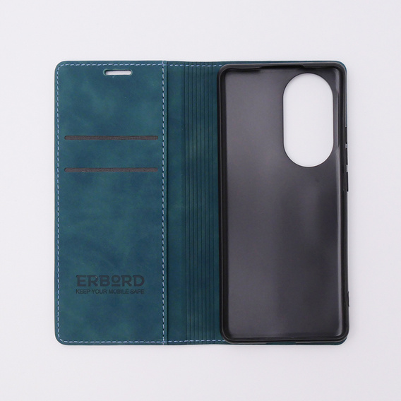 Telefontok a Oppo Reno 10 / 10 Pro, ERBORD Vintage, pénztárca patenttal, kék