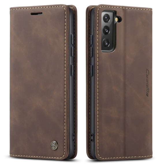 CASEME tok Samsung Galaxy S22 5G, Leather Wallet Case, kávé