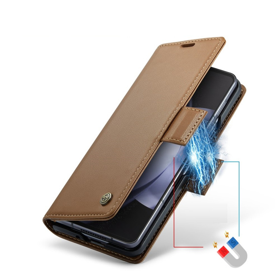 CASEME flip tok Samsung Galaxy Z Fold6 5G, Litchi Wallet, barna