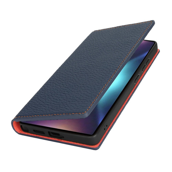 Pattintható tok a Samsung Galaxy S25 Ultra, Litchi Skin Grain, sötétkék