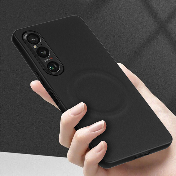 Telefontok a Sony Xperia 1 VI, Leather Hybrid MagSafe, fekete