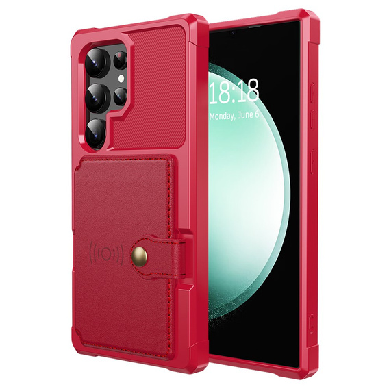 Tok Samsung Galaxy S25 Ultra, Card Holder Kickstand, fekete