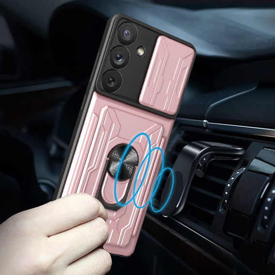 Páncélozott tok a Samsung Galaxy A54 5G, Camera Slide Card Slot, rózsaszín rose gold