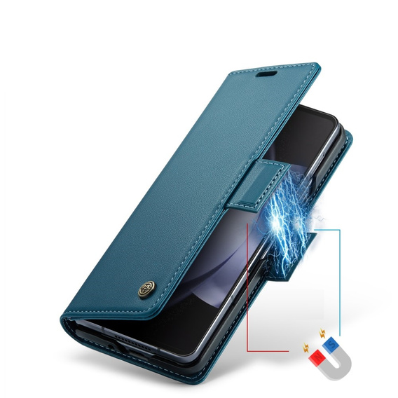 CASEME flip tok Samsung Galaxy Z Fold6 5G, Litchi Wallet, kék