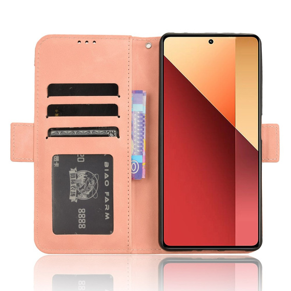 Pattintható tok a Xiaomi Redmi Note 13 Pro 4G / Xiaomi Redmi Note 14S / Xiaomi Poco M6 Pro 4G, Card Slot, rózsaszín