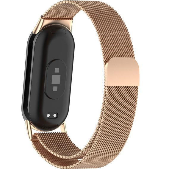 Milánói karkötő szíj tokkal a Xiaomi Smart Band 10 / 9 / 8, rózsaarany