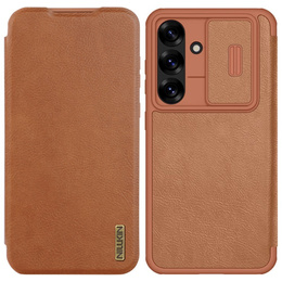 NILLKIN flip tok Samsung Galaxy A56, CamShield Qin Pro, bőr, barna