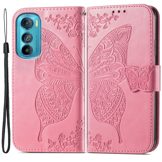 Pattintható tok a Motorola Edge 30, Butterfly, rózsaszín