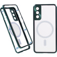 Magnetic Dual Glass MagSafe tok Samsung Galaxy S22 Plus, zöld