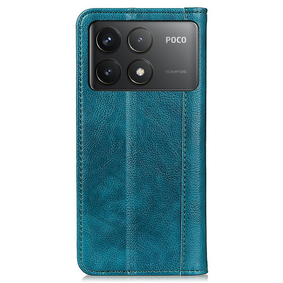 Pattintható tok Xiaomi Poco F6 Pro, Split Leather, zöld