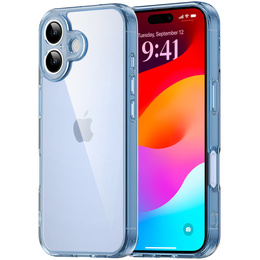 Tok iPhone 17 készülékhez, kamerafedéllel, átlátszó, kék oldallal