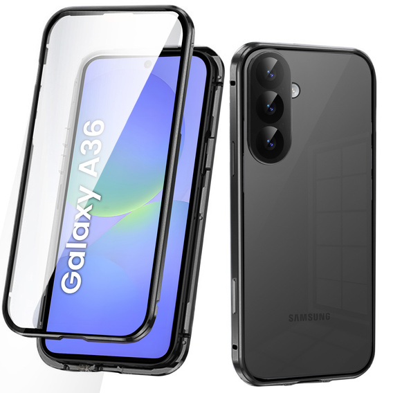 Tok Samsung Galaxy A36, Magnetic Dual Glass, fekete