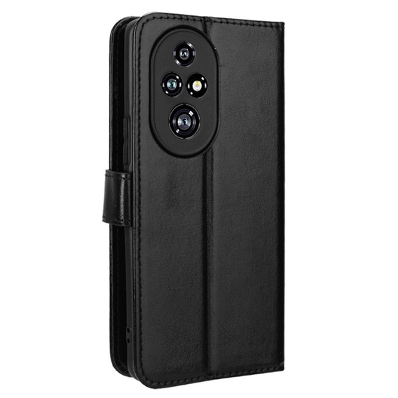 Pattintható tok a Honor 200 Pro 5G, Crazy Horse Wallet, fekete